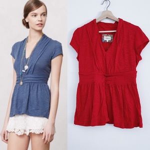 NWT Anthropologie Deletta Red Waist Weave Top Med